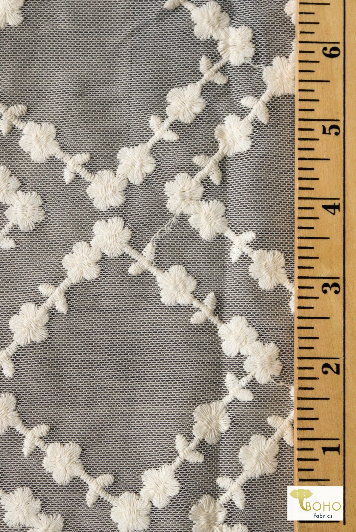 Floral Diamond Embroidery. Special Occasion Fabric. - Boho Fabrics