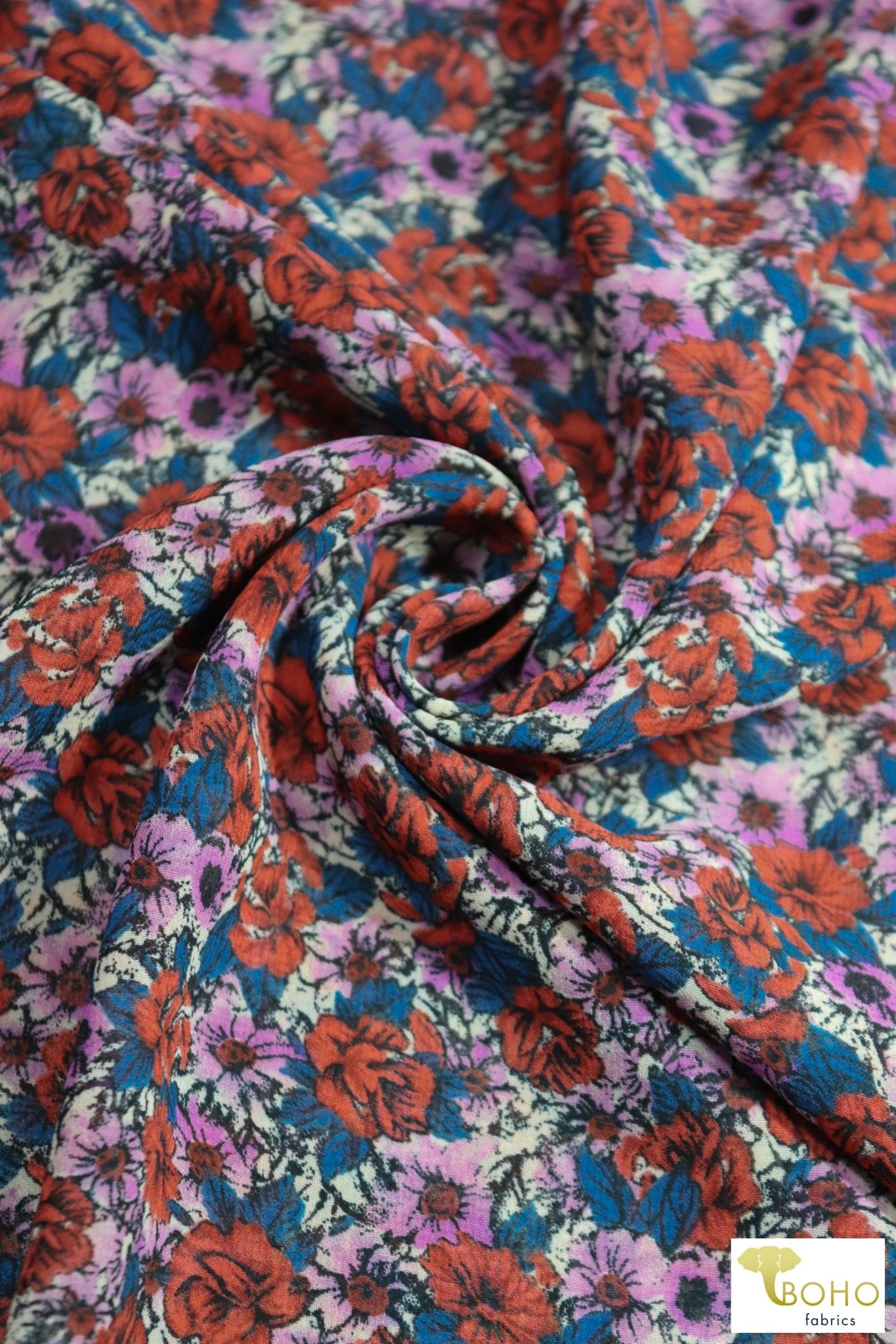 Floral Harvest, Chiffon Woven Fabric. WVP-231 - Boho Fabrics