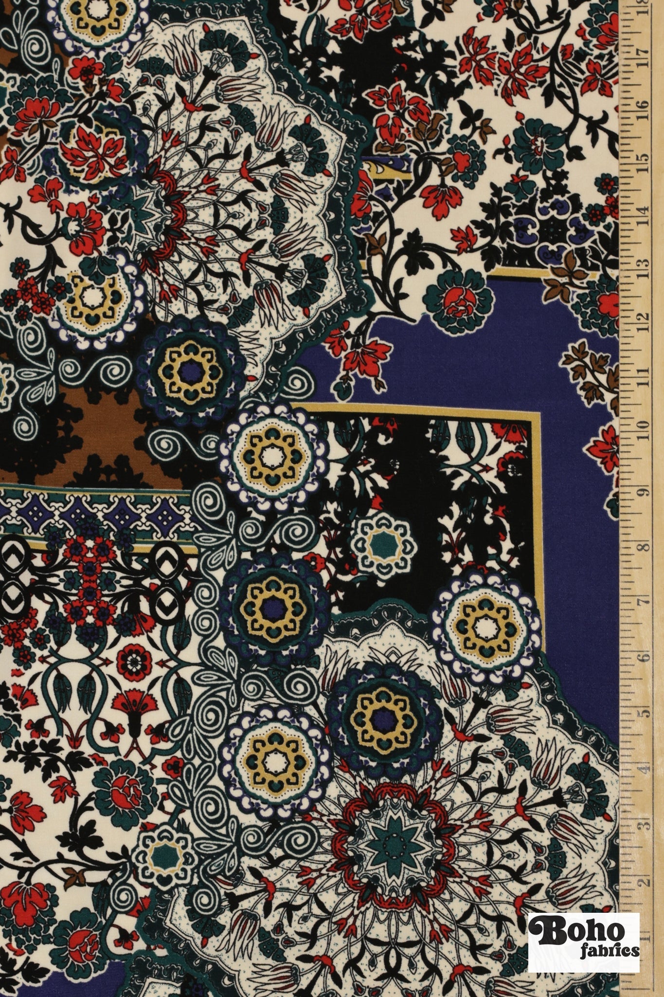 Floral Mandala Woven Fabric - Boho Fabrics - Crepe, Woven