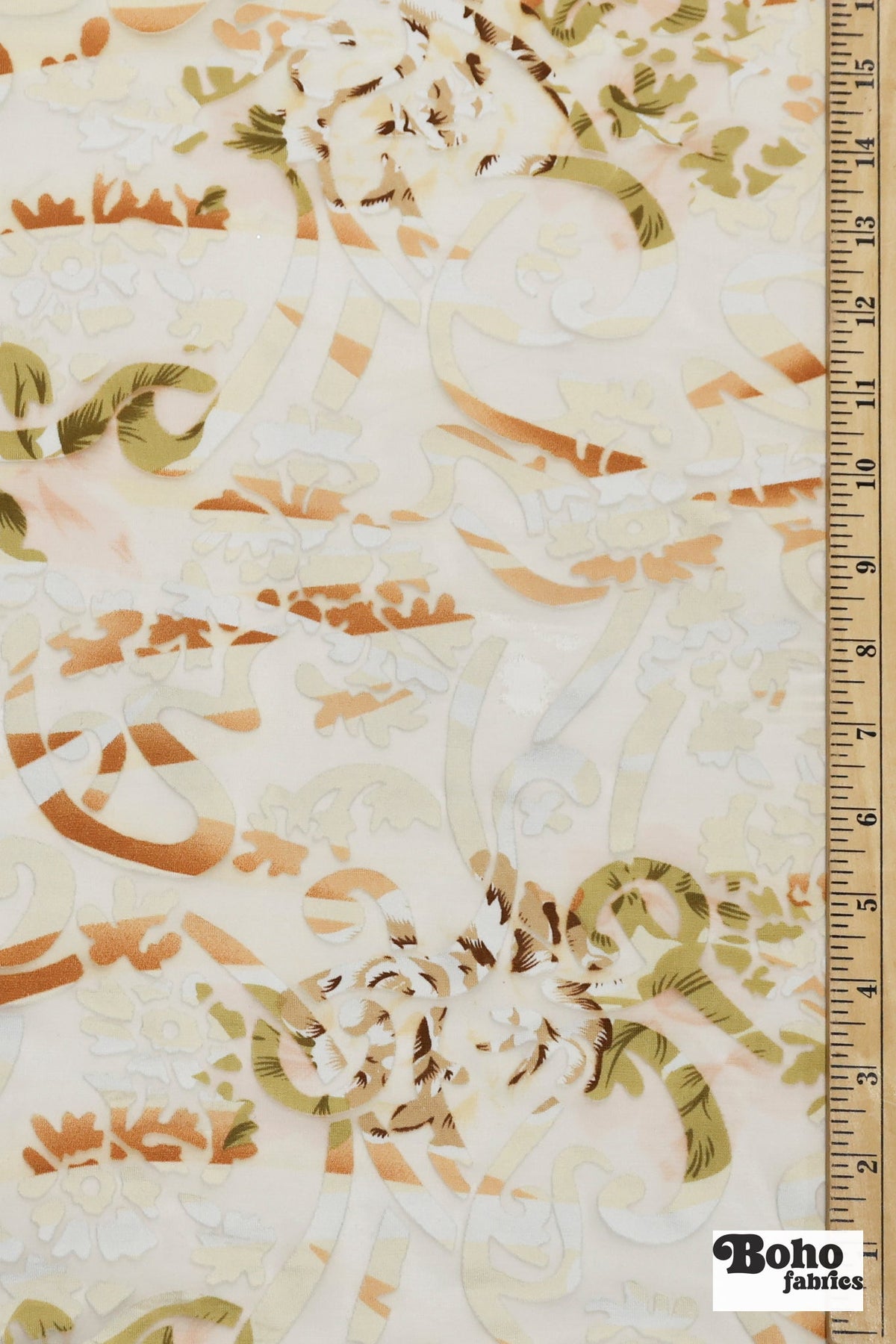 Floral Swirl Sheer Burnout Jersey Knit Fabric - Boho Fabrics - Jersey Knit Printed Fabric