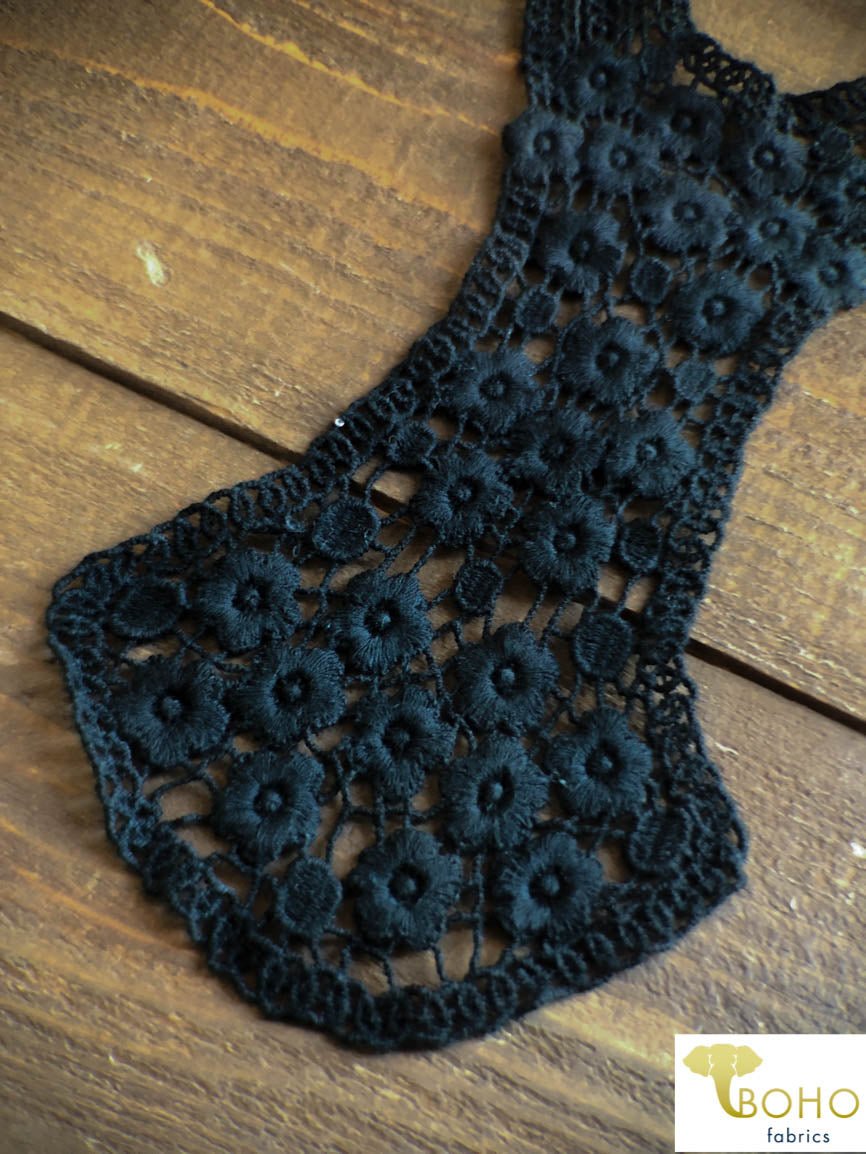 Floral Vines Applique in Black. Style #FA-01 - Boho Fabrics