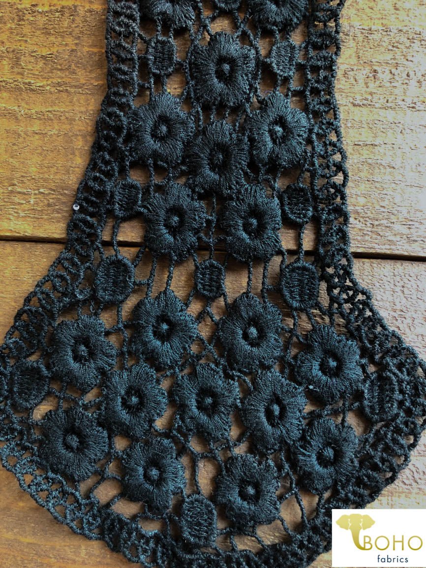 Floral Vines Applique in Black. Style #FA-01 - Boho Fabrics