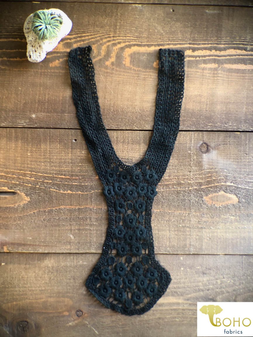 Floral Vines Applique in Black. Style #FA-01 - Boho Fabrics