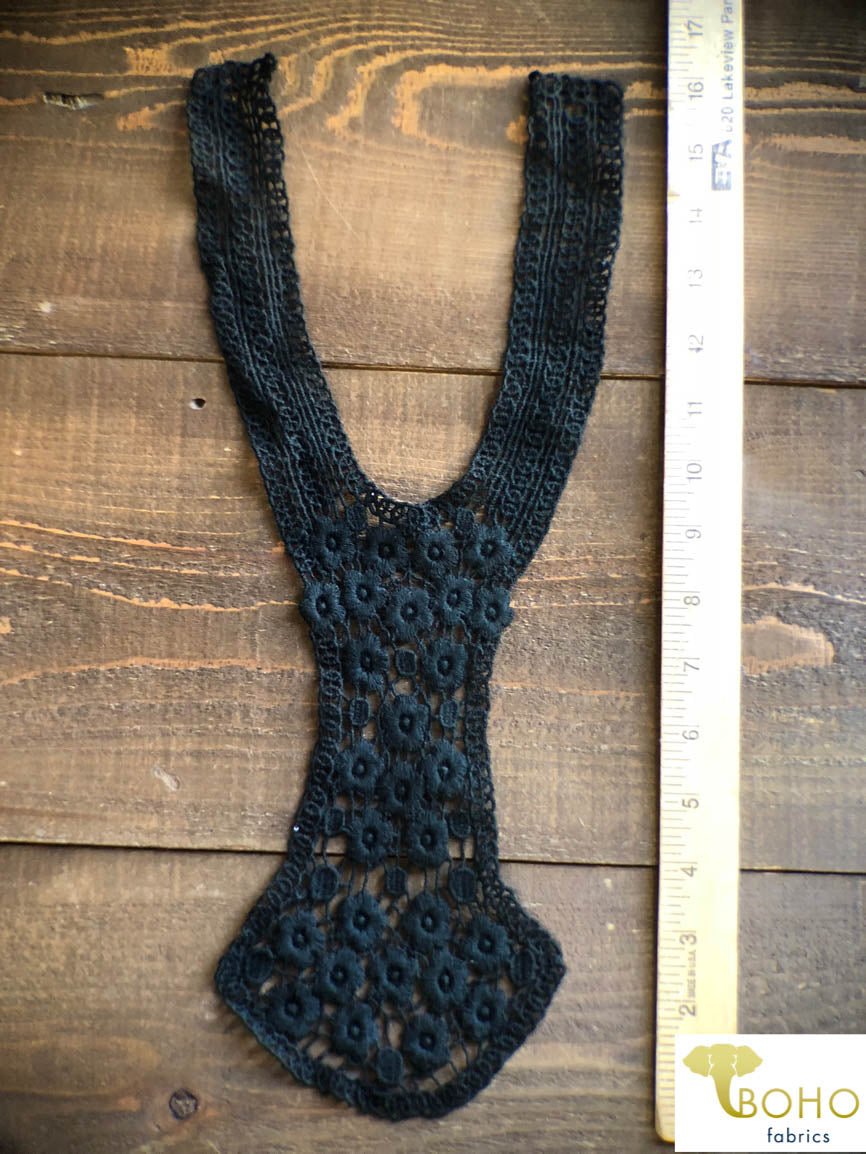 Floral Vines Applique in Black. Style #FA-01 - Boho Fabrics