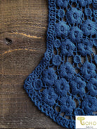 Floral Vines Applique in Navy Blue. Style #FA-04 - Boho Fabrics