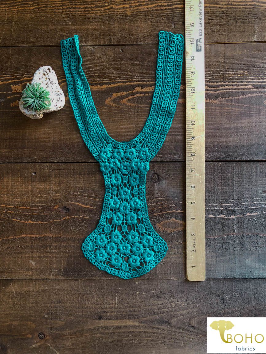 Floral Vines Applique in Teal. Style #FA-03 - Boho Fabrics