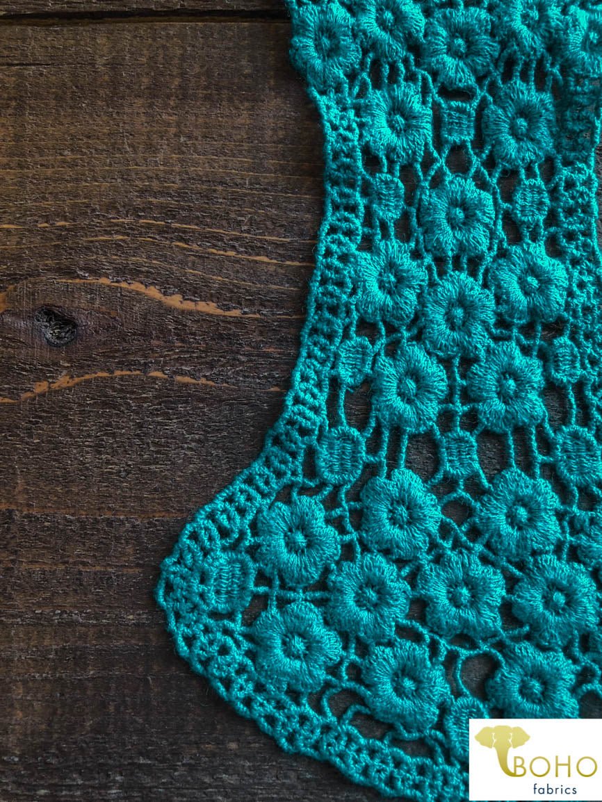 Floral Vines Applique in Teal. Style #FA-03 - Boho Fabrics