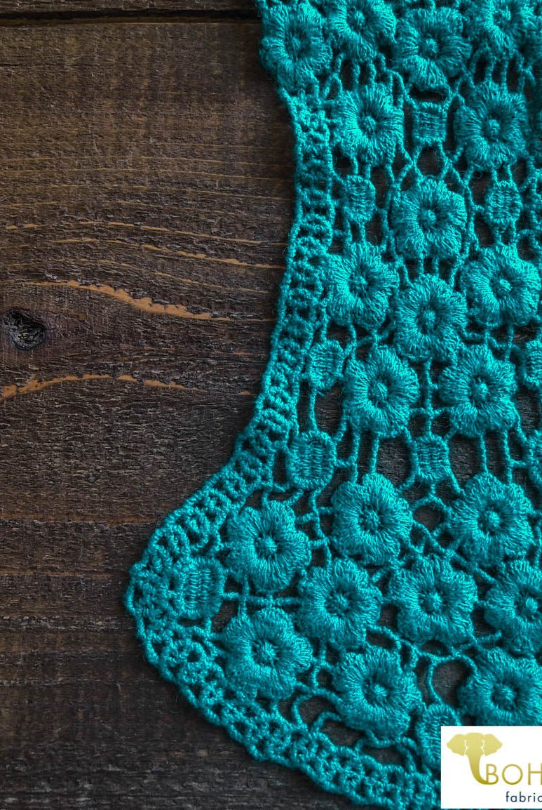 Floral Vines Applique in Teal. Style #FA-03 - Boho Fabrics