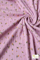 Florals on Pink Lilac , Rib Knit - Boho Fabrics