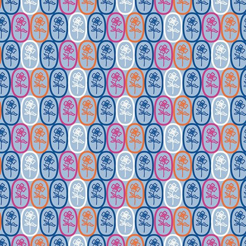 Florita Azul, Fiesta Fun Collection by Pat Dana Willard. Art Gallery Cotton Woven Fabric. Sold by the Half Yard! - Boho Fabrics