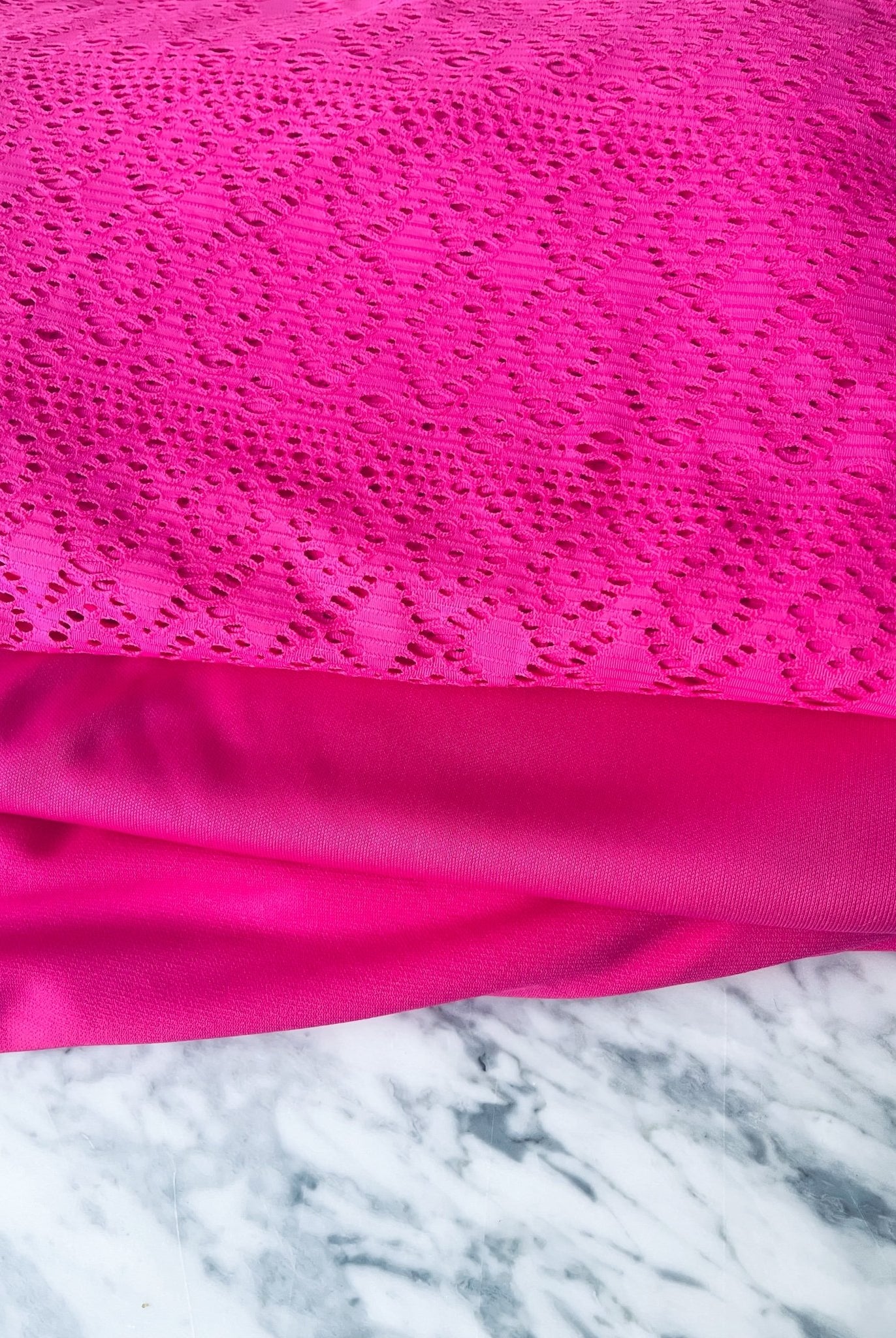 For Jamie, 2 Yards of Malibu Pink Stretch Lace - Boho Fabrics
