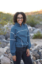 French Blue, Polartec Power Air. Insulating Eco - Friendly, Performance Knit Fabric - Boho Fabrics - Performance Fabrics