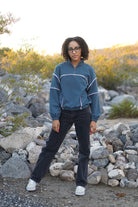 French Blue, Polartec Power Air. Insulating Eco - Friendly, Performance Knit Fabric - Boho Fabrics - Performance Fabrics