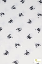 Frenchies on White, Dog French Terry Knit Print. FTP-323-WHT - Boho Fabrics