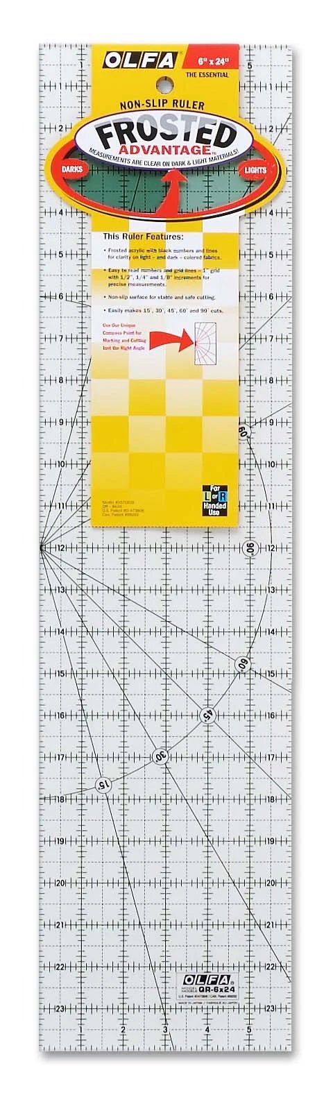 Frosted Acrylic Olfa Ruler 6x24 - Boho Fabrics - Ruler