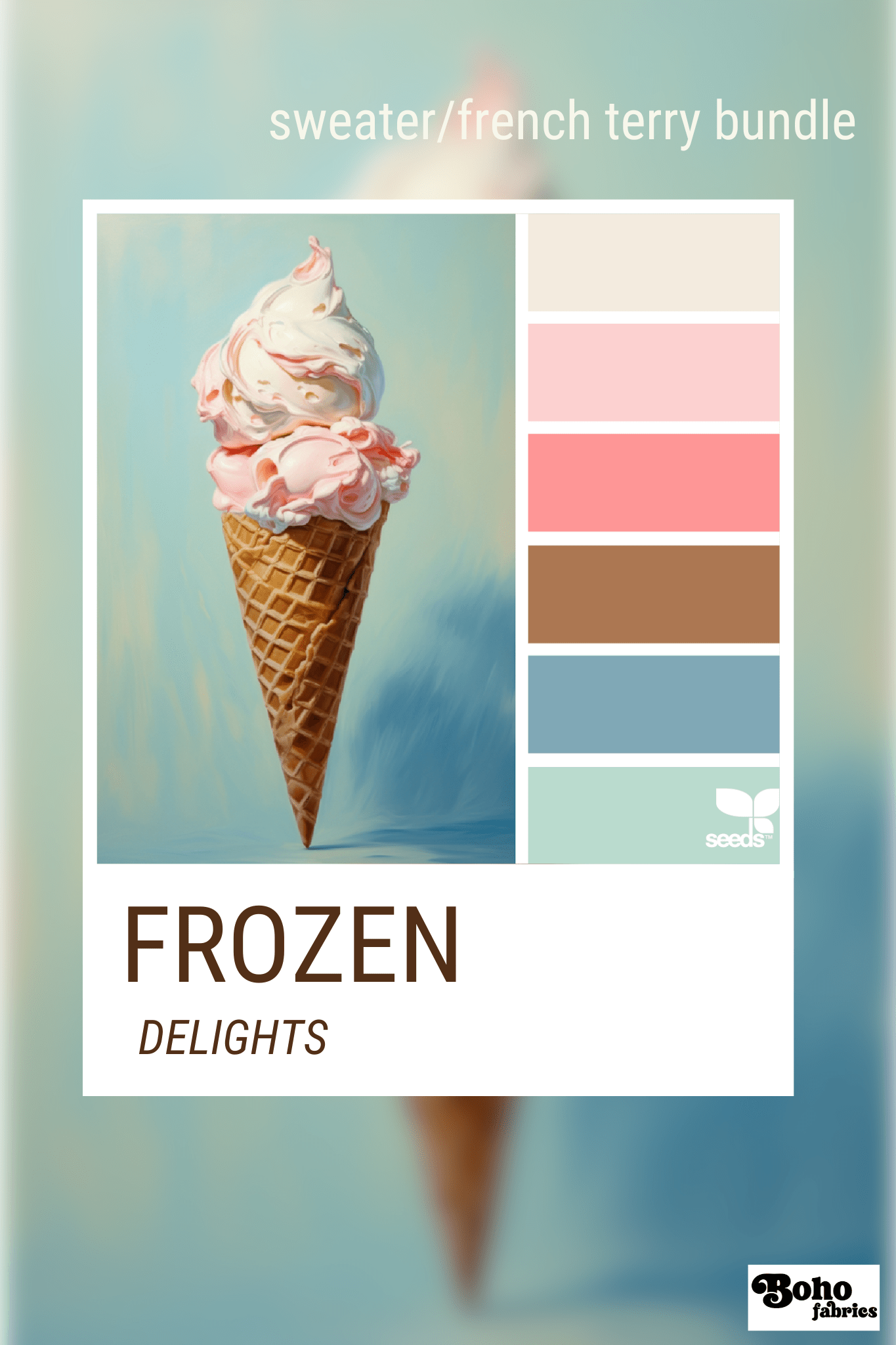 Frozen Delights, Sweater/French Terry Knit Palette Bundle - Boho Fabrics - Fabric Bundles
