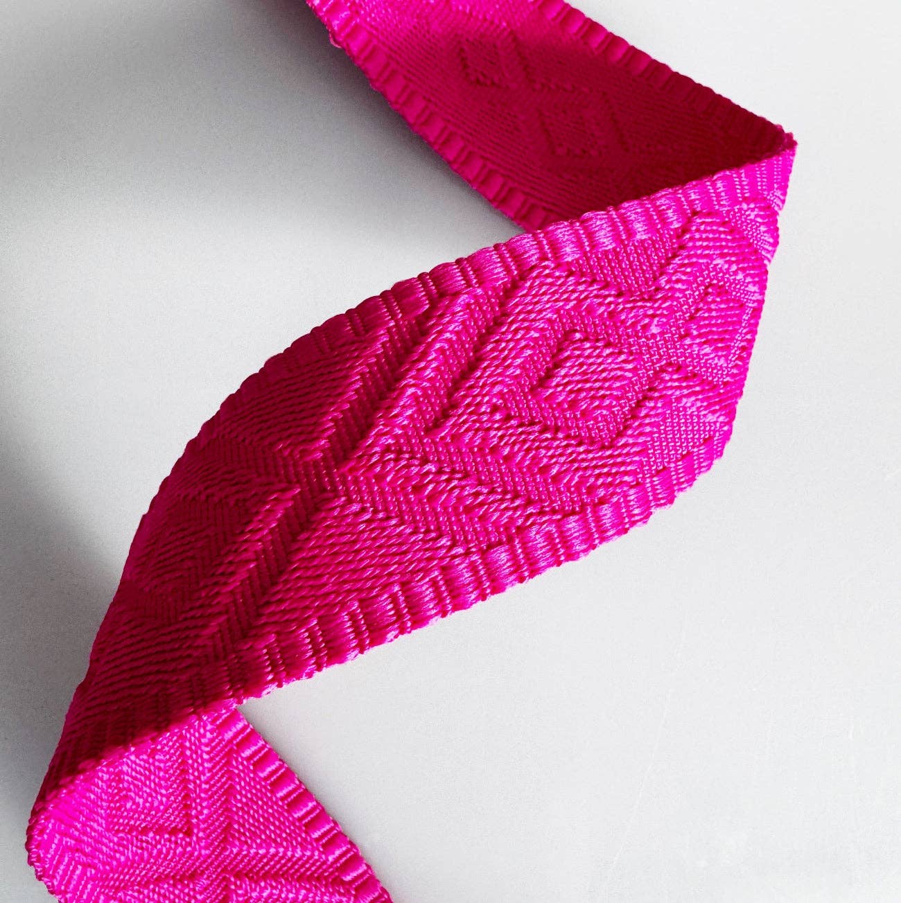 Fuchsia Pink Jacquard Webbing 1.5" Woven Strap - Boho Fabrics - Bag Making Supplies