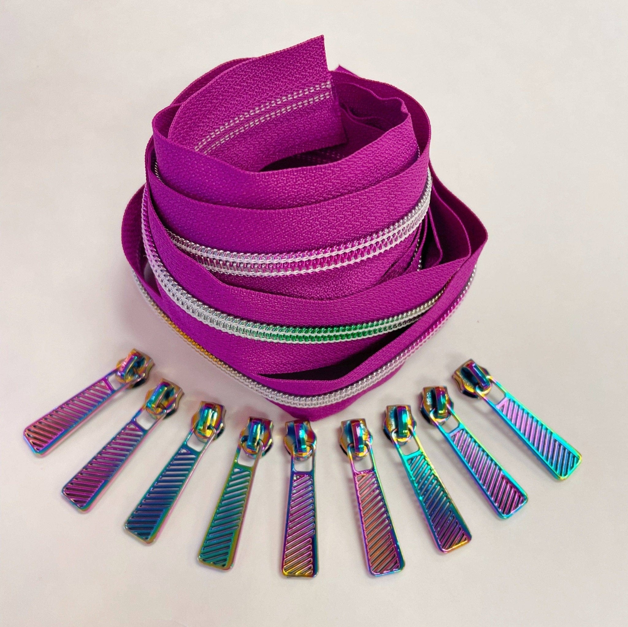 Fuchsia & Rainbow Zipper Pack - Boho Fabrics - Zippers