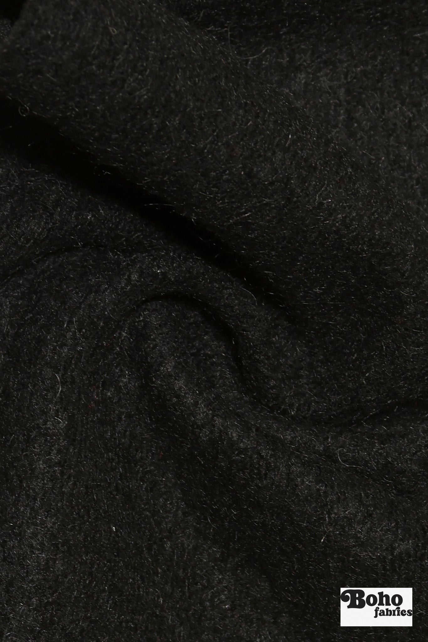 Fuzzy Wuzzy, Black Wool Knit Fabric - Boho Fabrics - Wool Knit