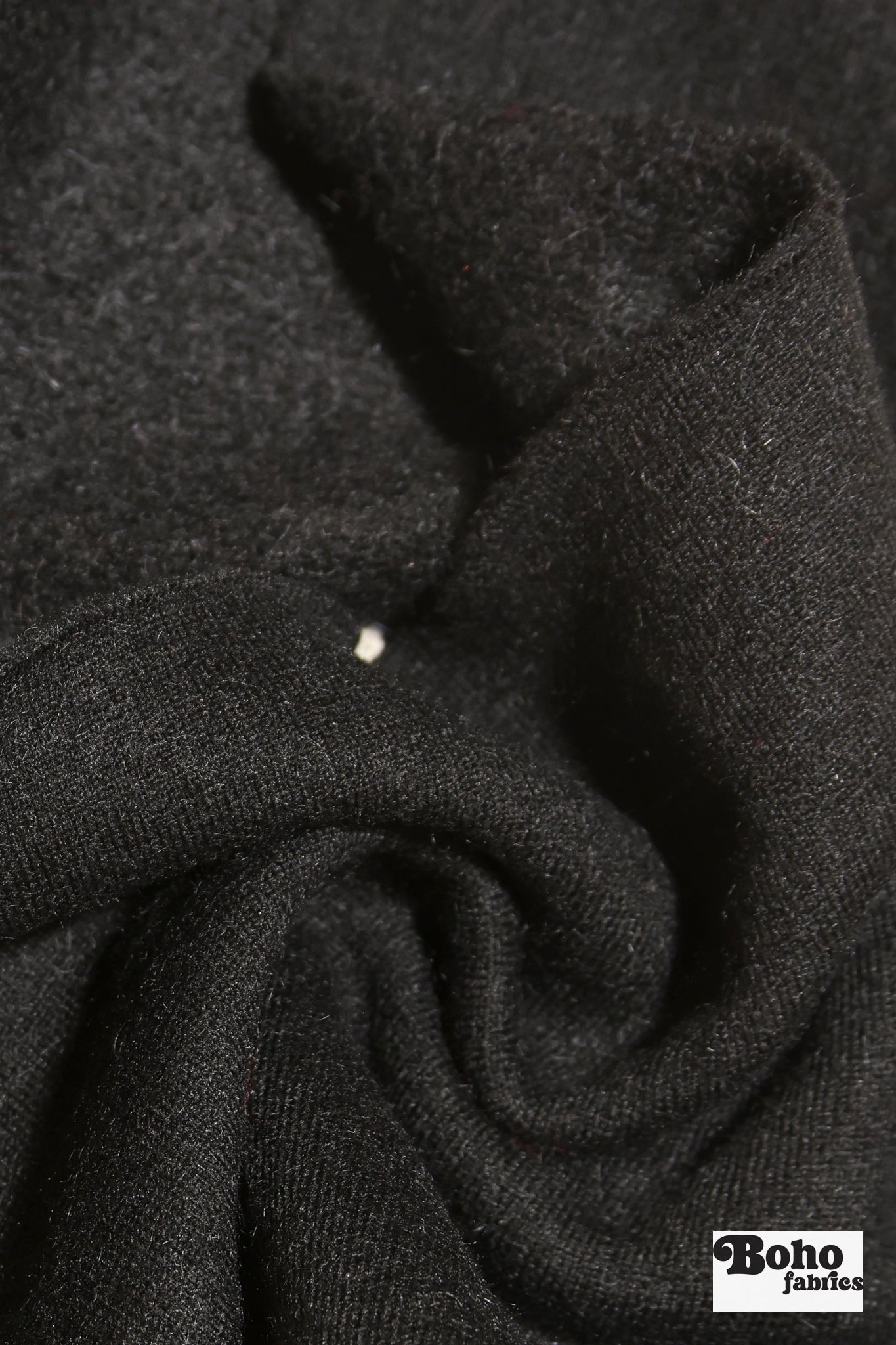 Fuzzy Wuzzy, Black Wool Knit Fabric - Boho Fabrics - Wool Knit