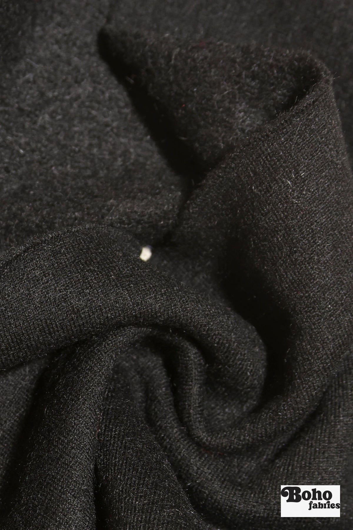 Fuzzy Wuzzy, Black Wool Knit Fabric - Boho Fabrics - Wool Knit