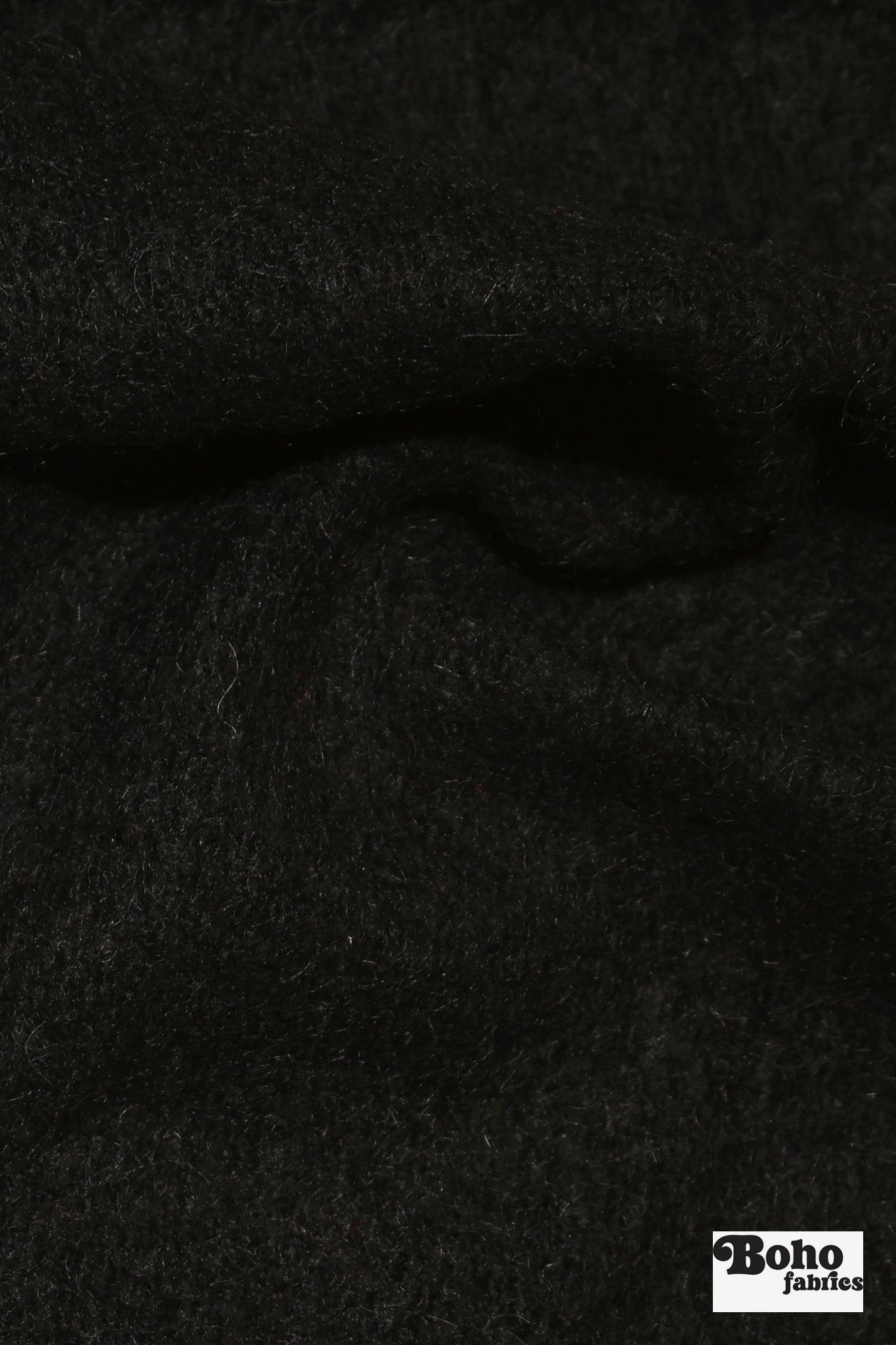 Fuzzy Wuzzy, Black Wool Knit Fabric - Boho Fabrics - Wool Knit