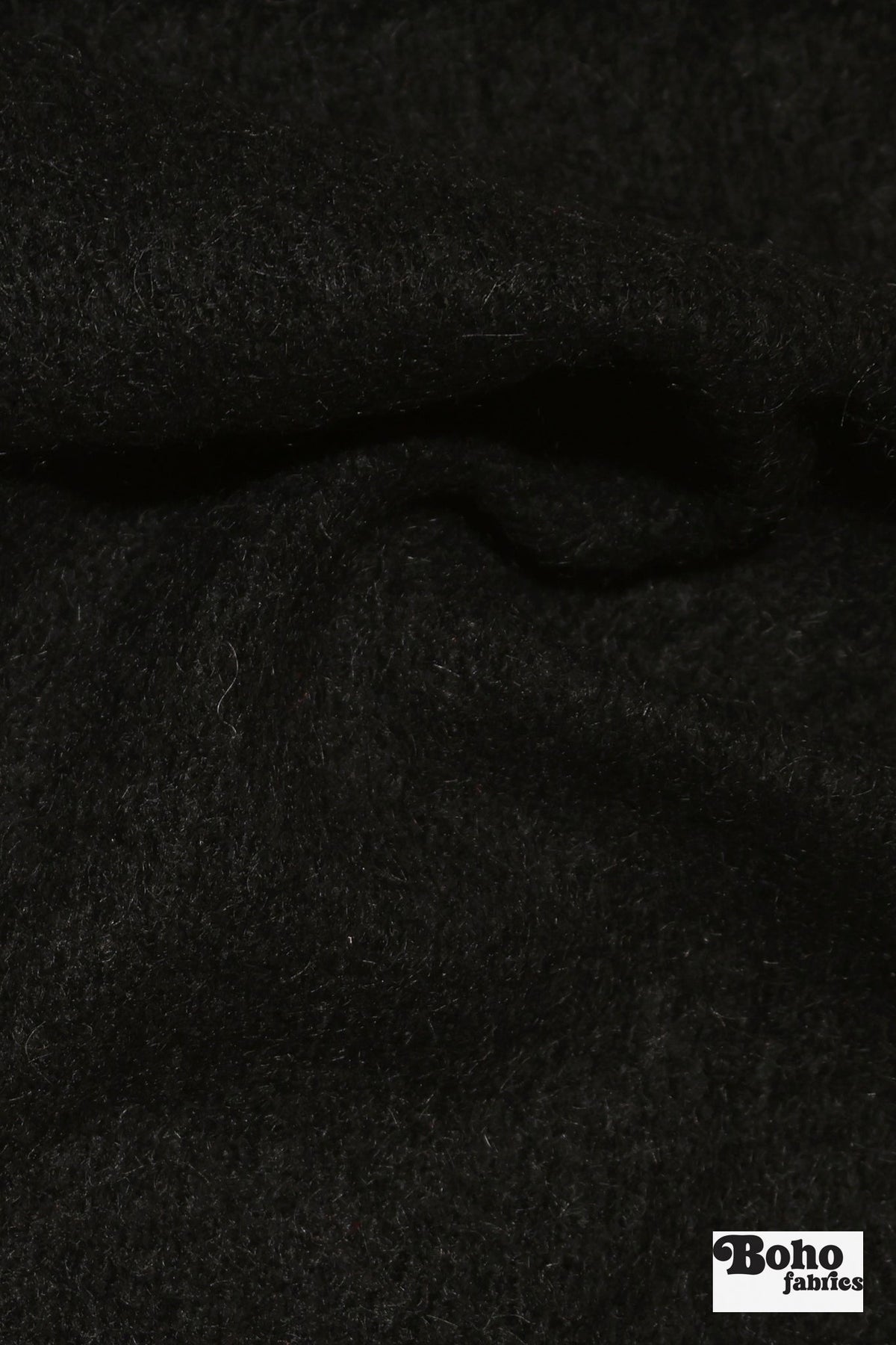Fuzzy Wuzzy, Black Wool Knit Fabric - Boho Fabrics - Wool Knit