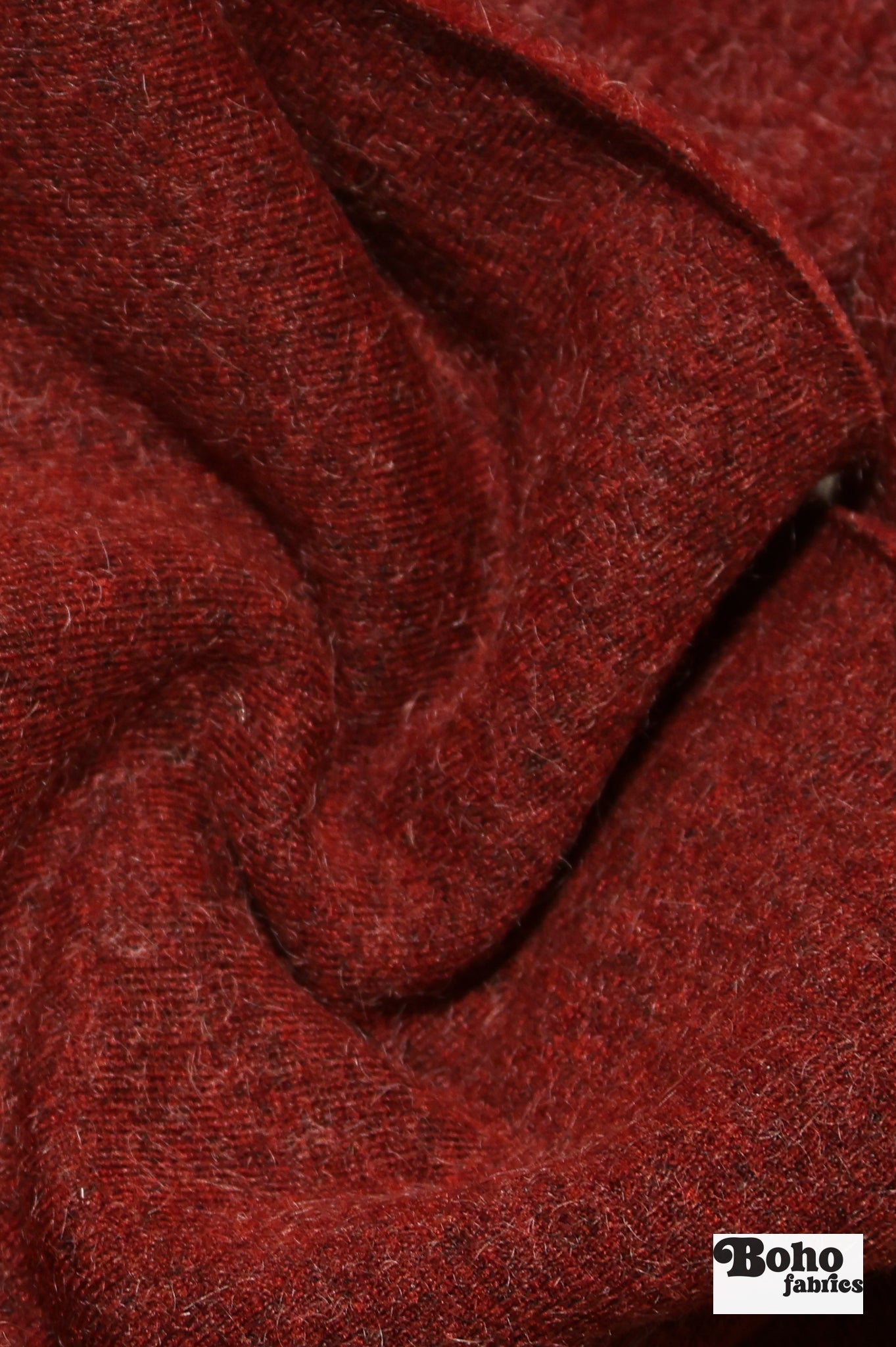 Fuzzy Wuzzy, Red Wool Knit Fabric - Boho Fabrics - Wool Knit