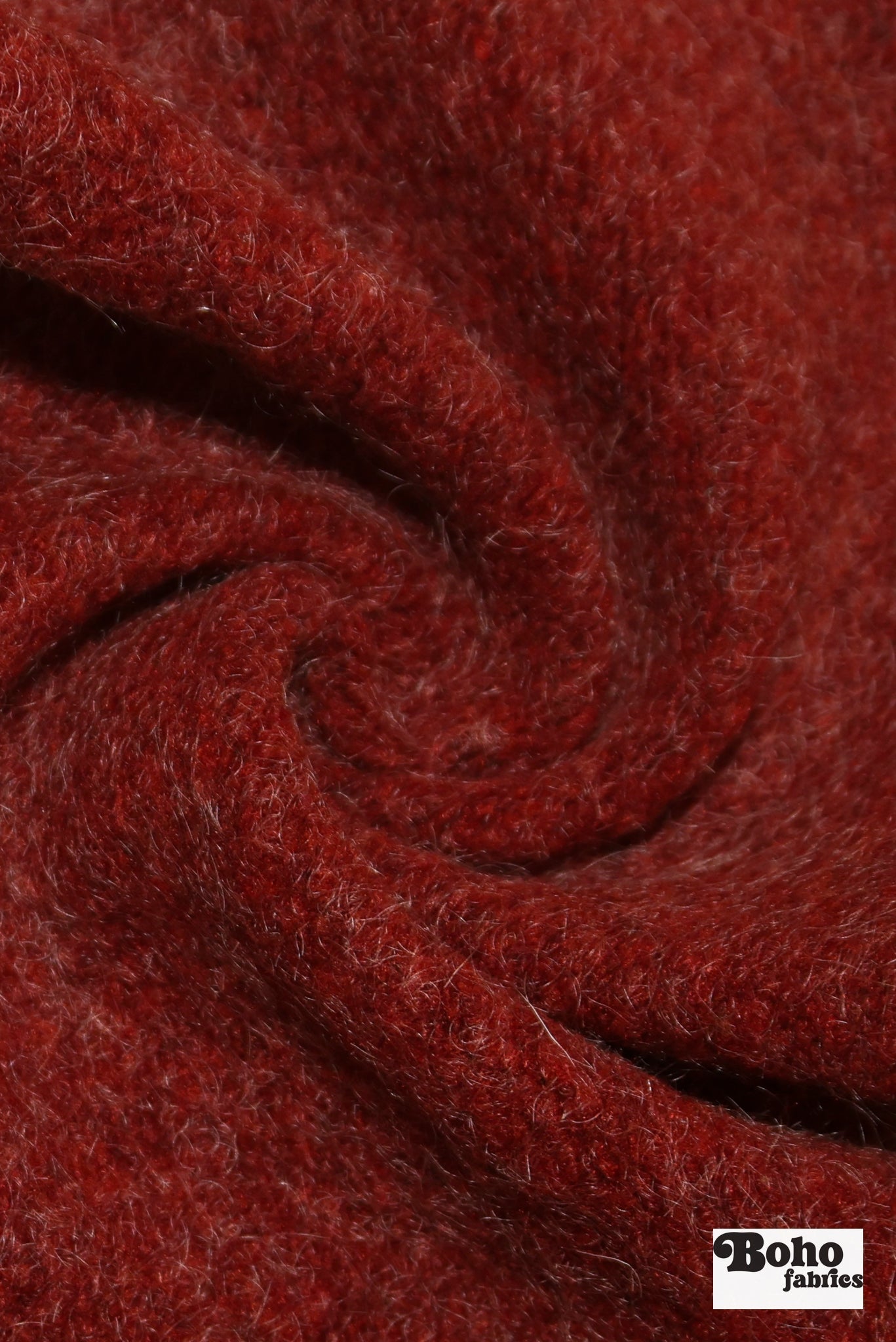 Fuzzy Wuzzy, Red Wool Knit Fabric - Boho Fabrics - Wool Knit
