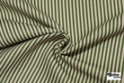 Garden Green & Ivory, 1/4" Narrow Striped Linen-Look Woven Fabric - Boho Fabrics - Home Dec. & Upholstery Fabric
