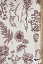 Garden Medley in Plum Linen-Look Canvas Woven Fabric - Boho Fabrics - Home Dec. & Upholstery Fabric