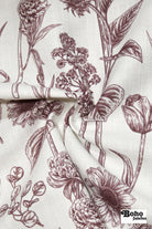 Garden Medley in Plum Linen-Look Canvas Woven Fabric - Boho Fabrics - Home Dec. & Upholstery Fabric