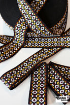 Geometric in Black, Burgundy & Gold, 2" Vintage Jacquard Woven Trim, TRIM - 003 - Boho Fabrics - Trims