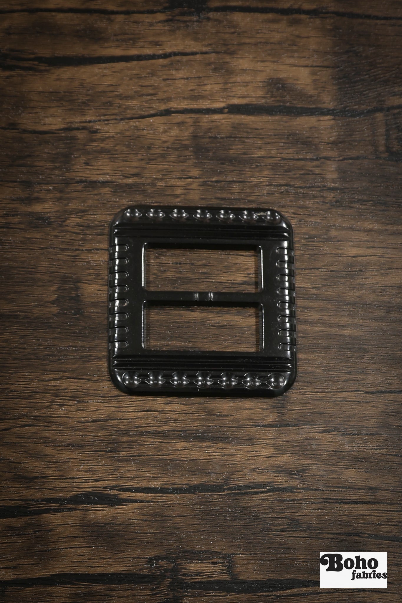 Geometric Muse – 1930s Art Deco Casein Belt & Scarf Slide Buckle | Black - Boho Fabrics - Buckles & Slides