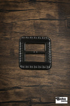 Geometric Muse – 1930s Art Deco Casein Belt & Scarf Slide Buckle | Black - Boho Fabrics - Buckles & Slides