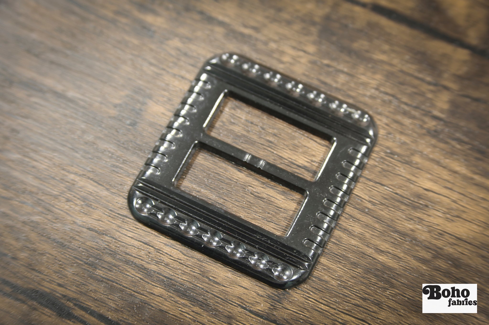 Geometric Muse – 1930s Art Deco Casein Belt & Scarf Slide Buckle | Black - Boho Fabrics - Buckles & Slides