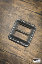 Geometric Muse – 1930s Art Deco Casein Belt & Scarf Slide Buckle | Black - Boho Fabrics - Buckles & Slides
