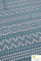 Geometric Waves in Light Blue. Stretch Lace Knit. SL-114-BLU - Boho Fabrics