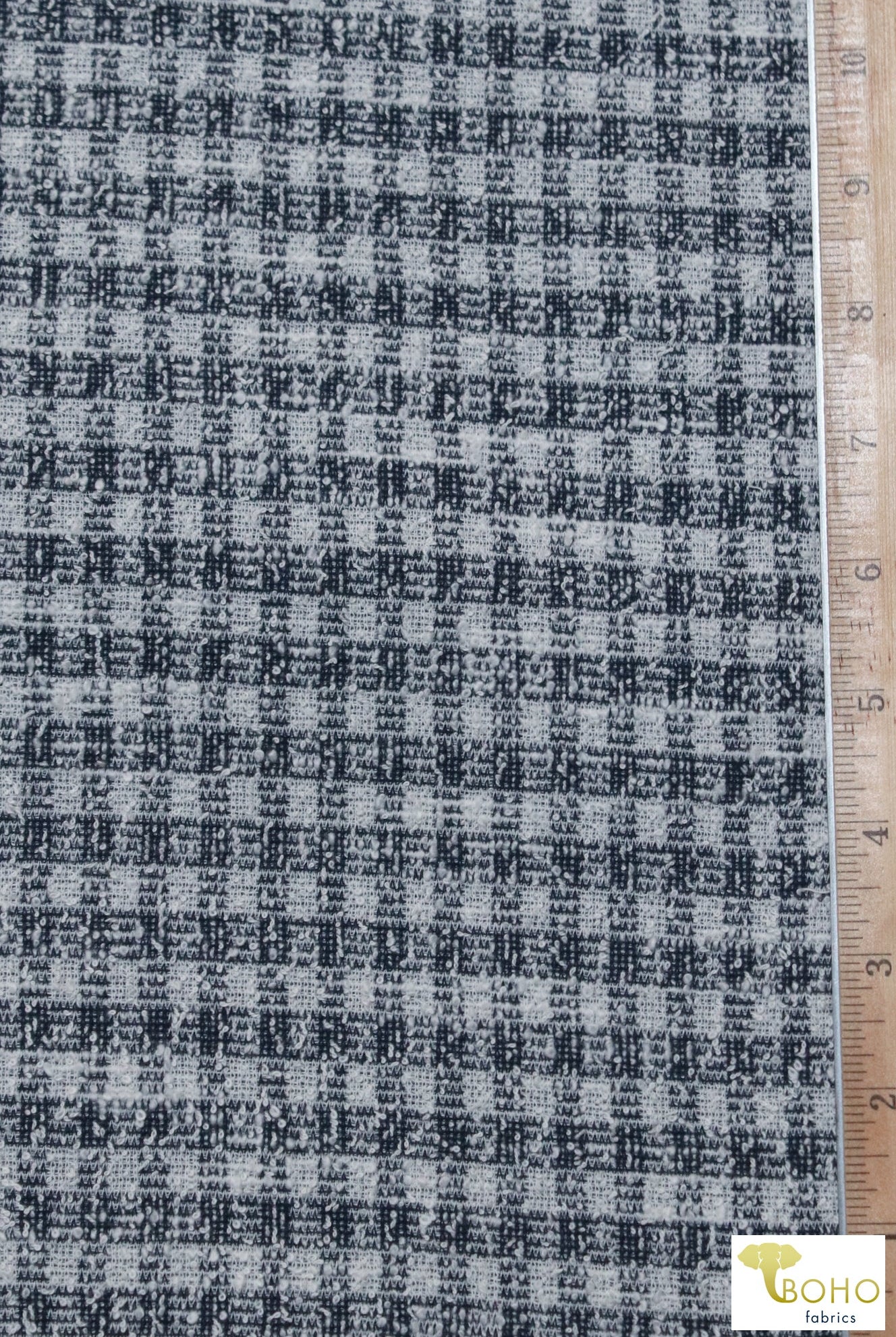 Gingham Jacquard in Navy/Ivory. JQD-111 - Boho Fabrics