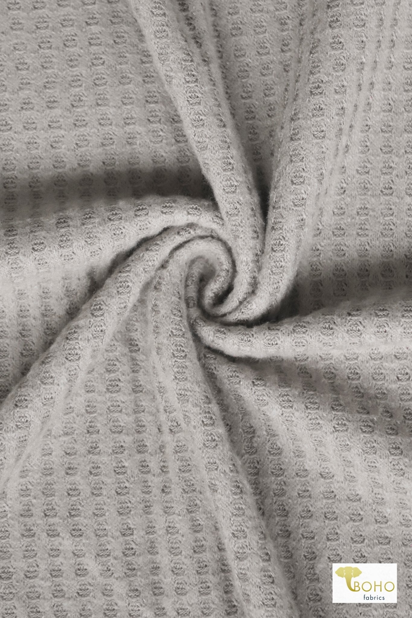 Glacier Gray, Brushed Waffle Solid Knit Fabric - Boho Fabrics