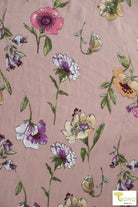 Gloxinia Florals on Pale Desert Rose, Woven. WVP-218 - Boho Fabrics