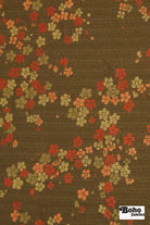 Gold & Crimson Floating Blossoms Jacquard Woven Fabric - Boho Fabrics - Jacquard, Woven