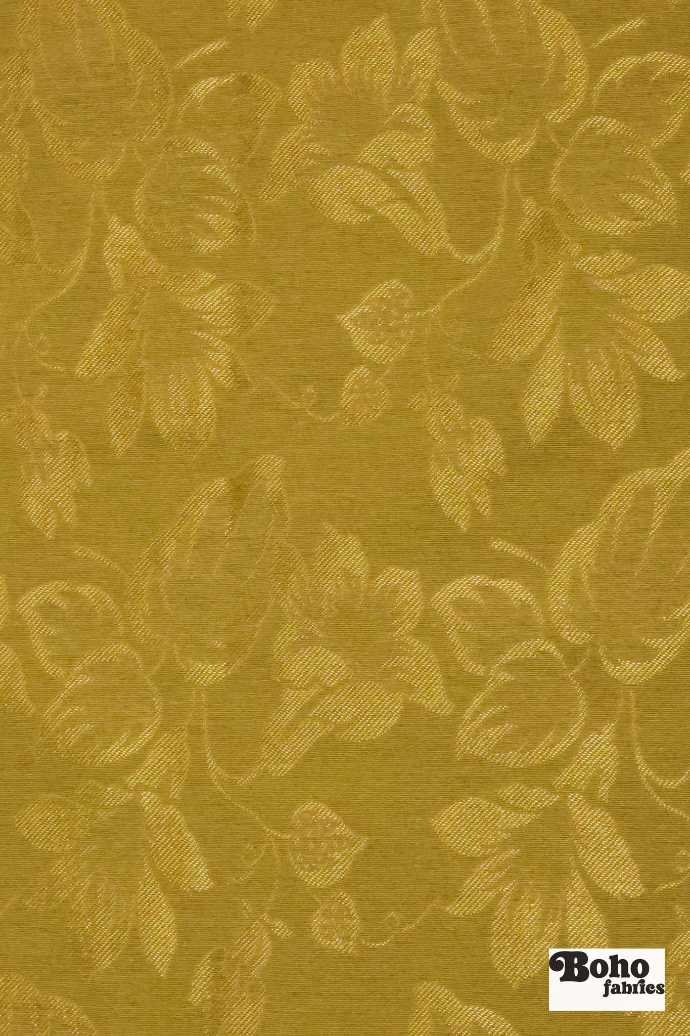 Gold Lily Jacquard Woven Fabric - Boho Fabrics - Jacquard, Woven