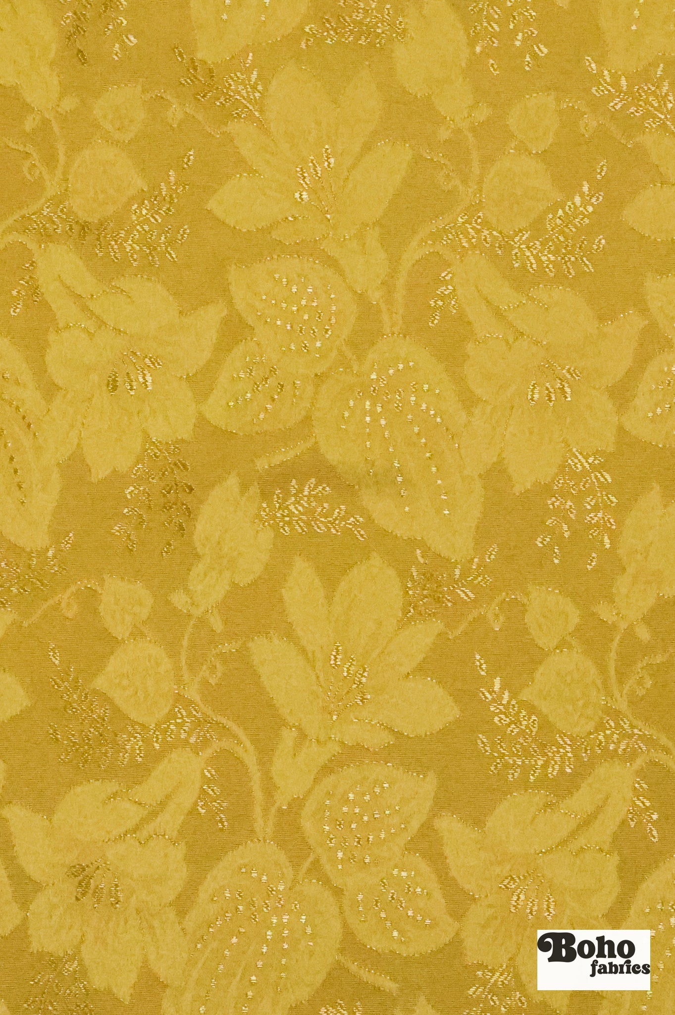 Gold Lily Jacquard Woven Fabric - Boho Fabrics - Jacquard, Woven