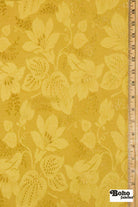 Gold Lily Jacquard Woven Fabric - Boho Fabrics - Jacquard, Woven
