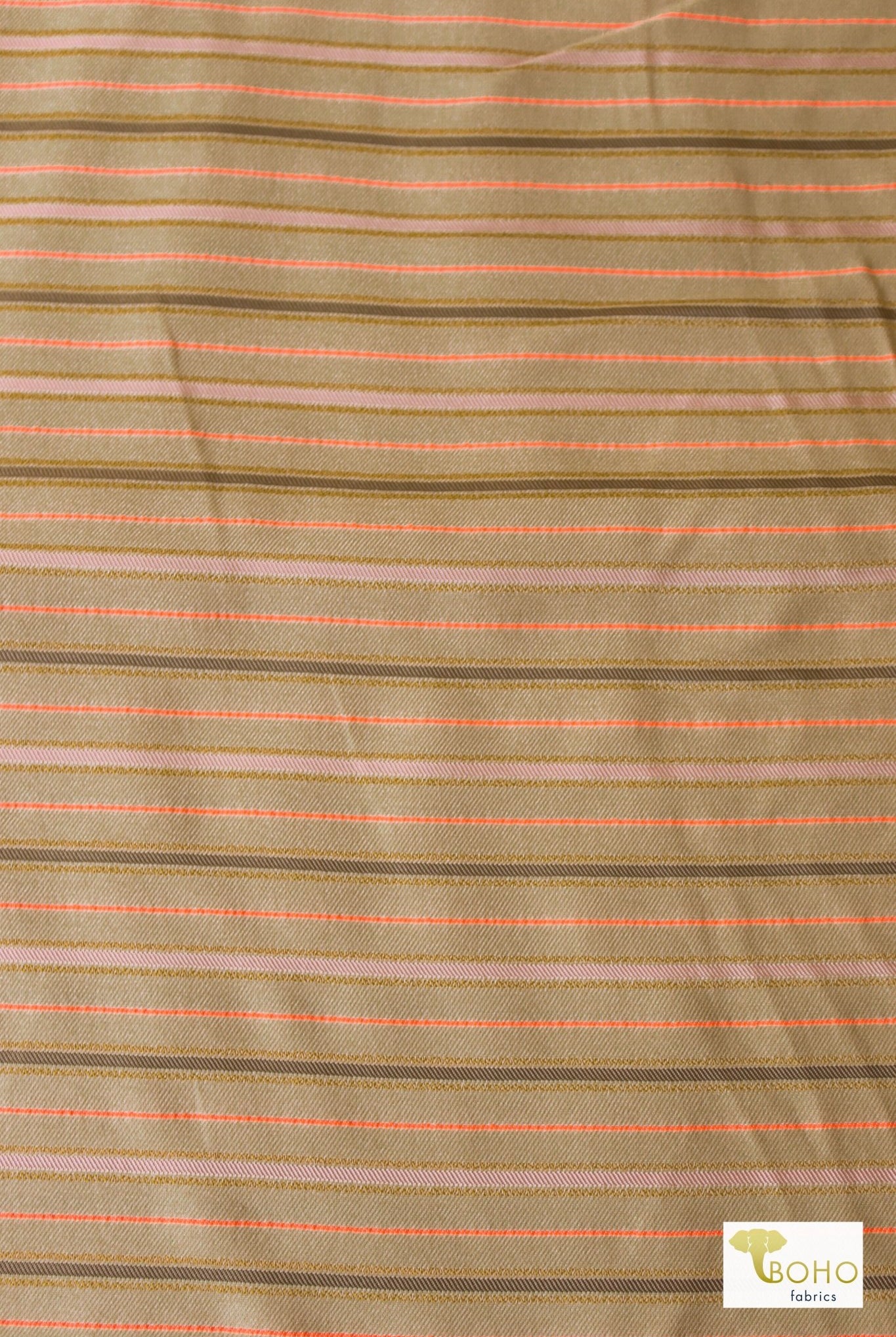 Gold Orange Stripes Woven Twill - Boho Fabrics