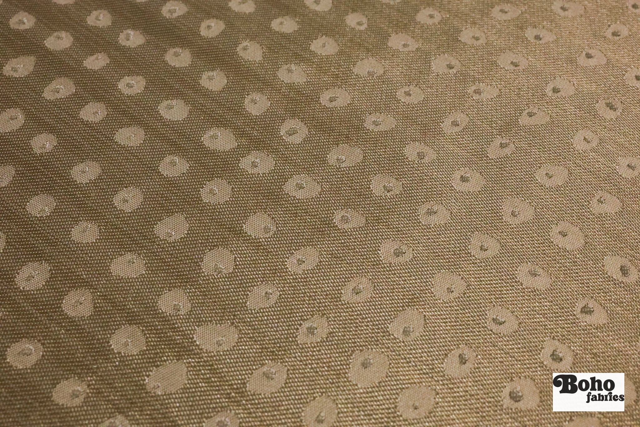 Gold & Silver Organic Dots Jacquard Woven Fabric - Boho Fabrics - Jacquard, Woven