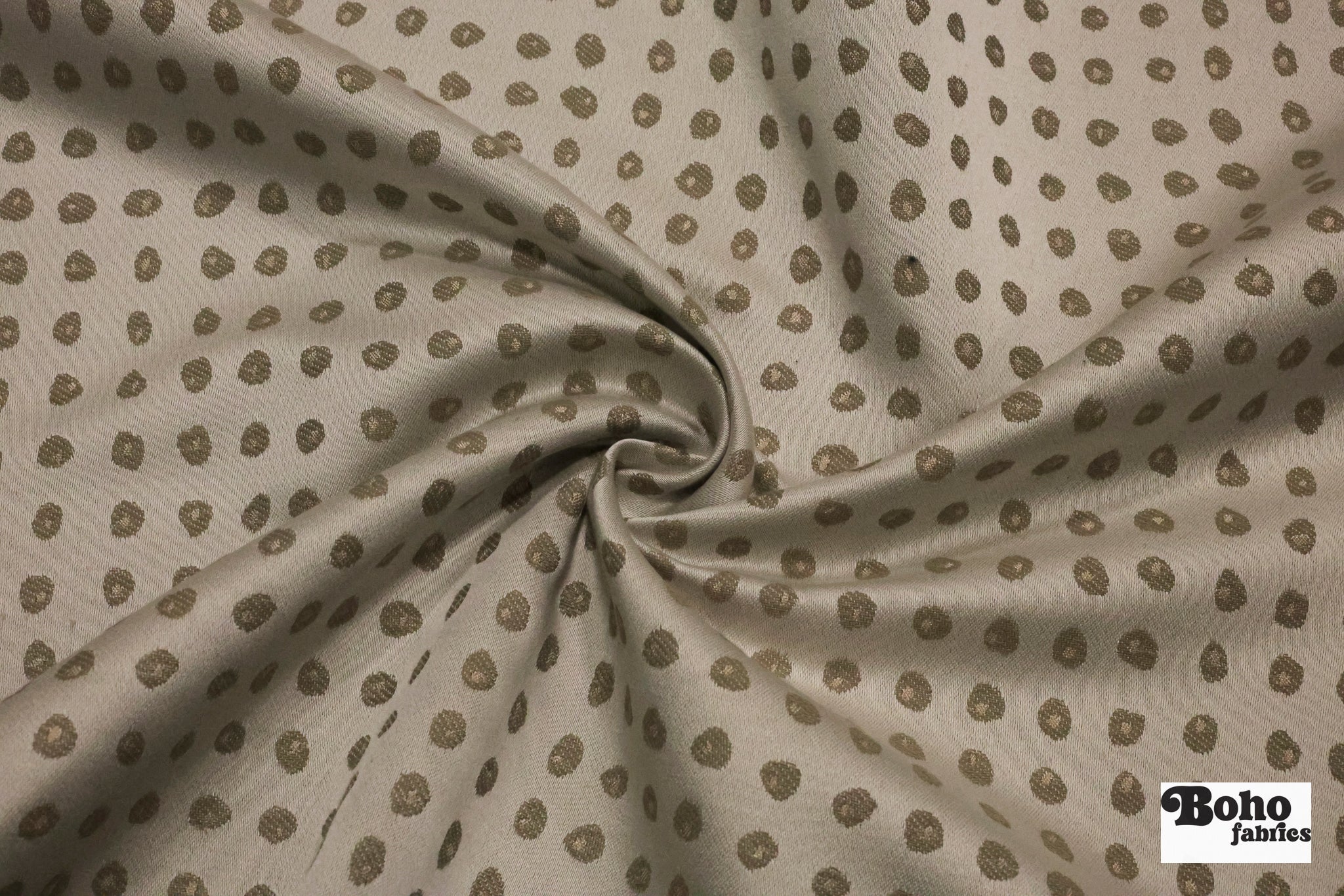 Gold & Silver Organic Dots Jacquard Woven Fabric - Boho Fabrics - Jacquard, Woven