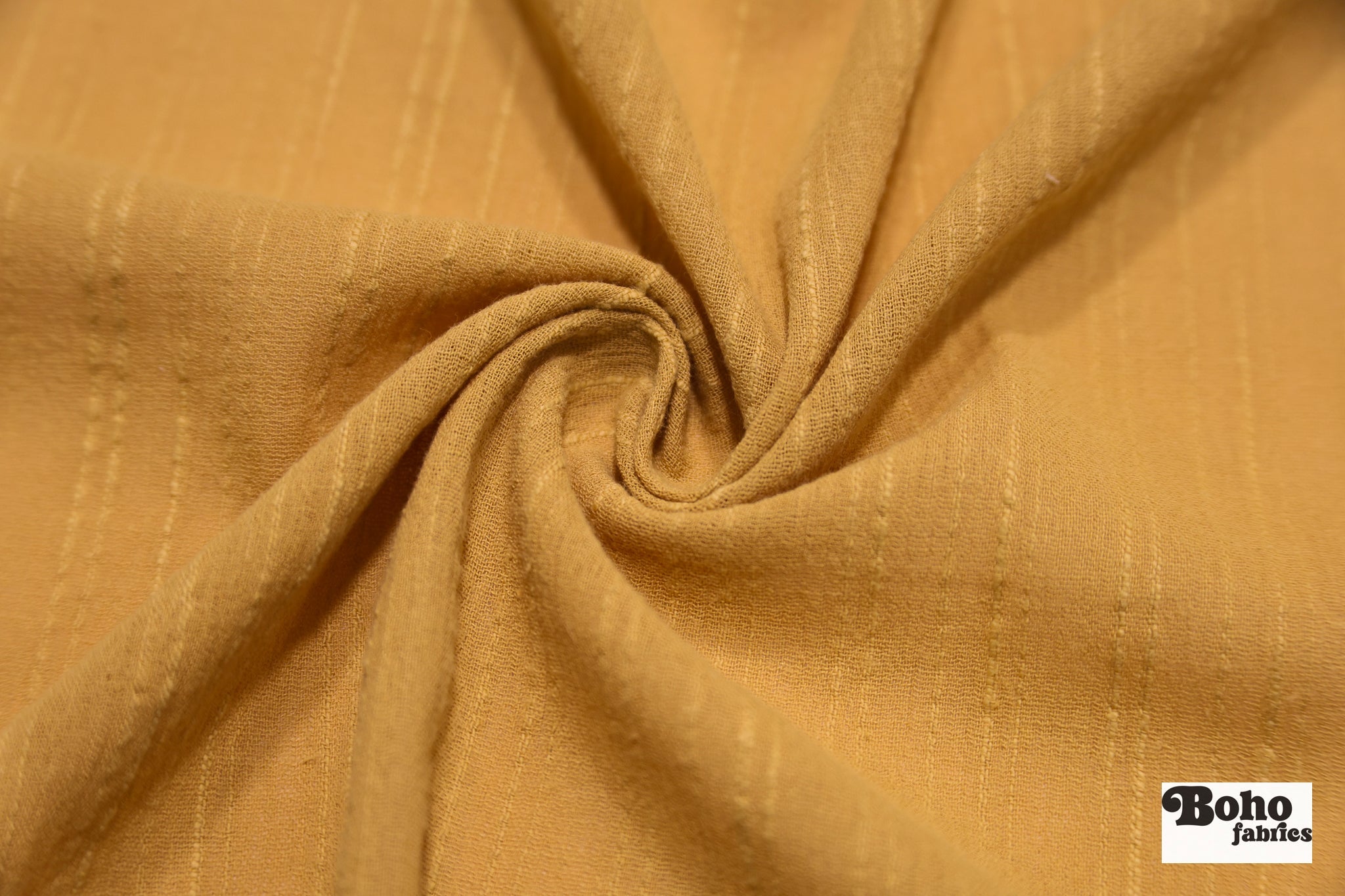 Gold Slub Textured Crepe Woven Fabric - Boho Fabrics - Crepe, Woven