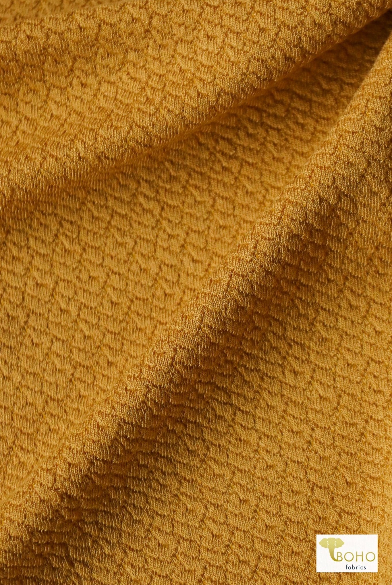 Gold, Soft Jacquard Knit - Boho Fabrics